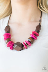 Pacific Paradise - Pink Wood Necklace