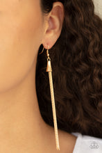 Load image into Gallery viewer, *Paparazzi * Shimmery ~ Streamers - Gold Earring
