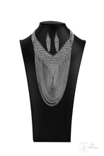 Load image into Gallery viewer, Paparazzi ~ Z- Collection Defiant Silver Necklace Set
