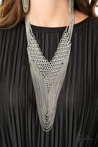 Paparazzi ~ Z- Collection Defiant Silver Necklace Set