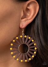 Load image into Gallery viewer, Solar Flare - Yellow Wood Earrings

