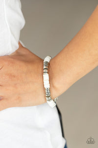 Stacked In Your Favor - White Stretch Bracelet