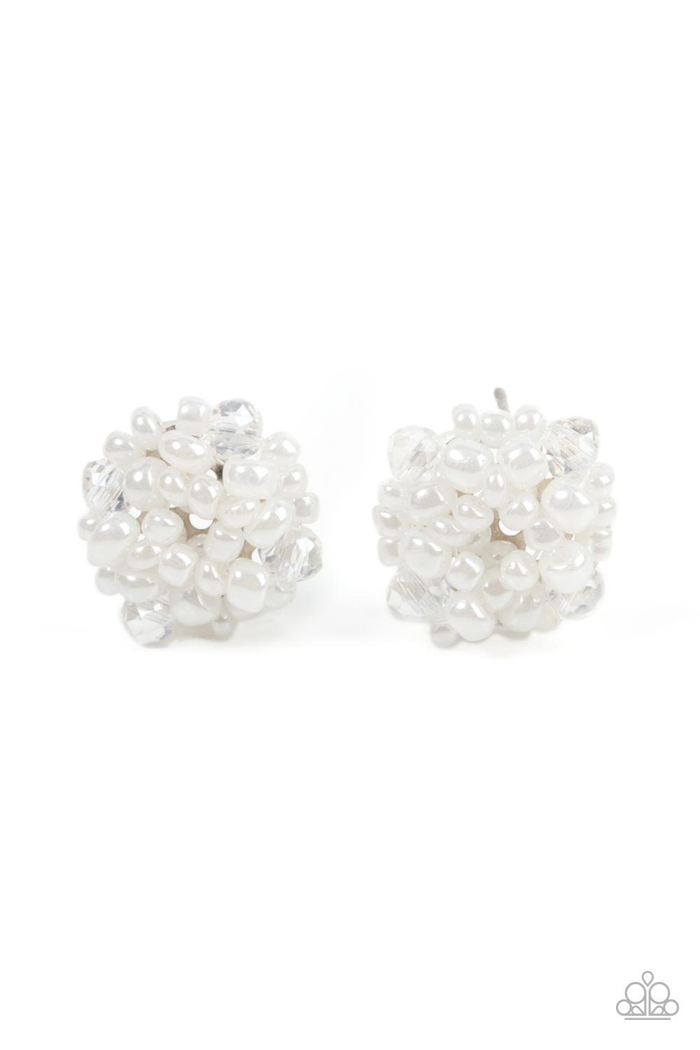 Bunches of Bubbly - White seed bead post earrings