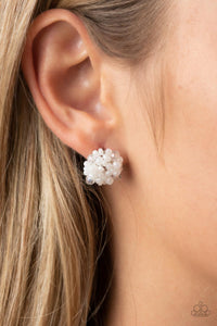 Bunches of Bubbly - White seed bead post earrings