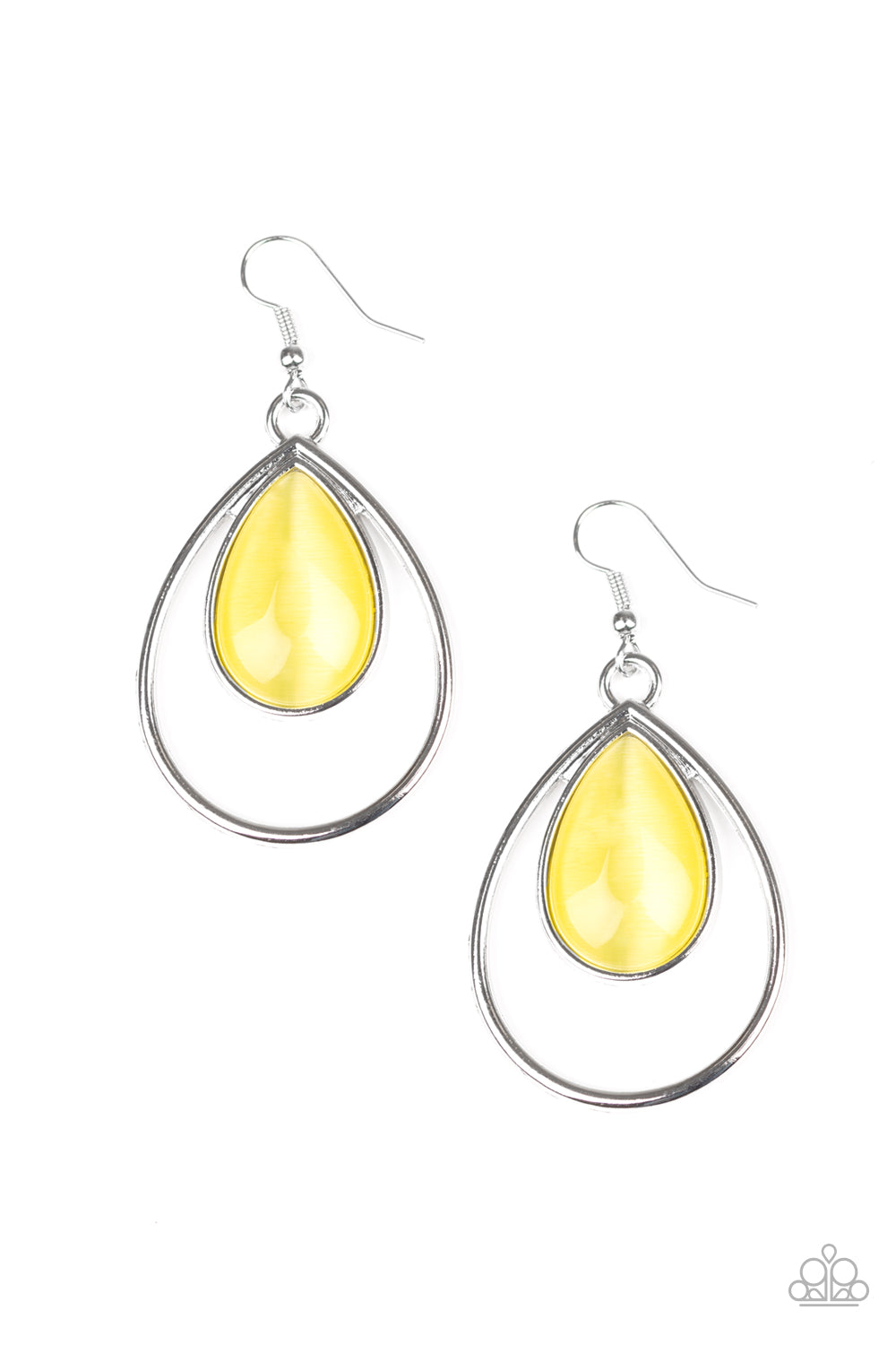 Paparazzi Color Me Cool - Yellow and Silver  Earring