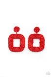 0251Beaded Bella Red post earring