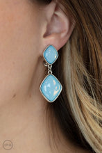 Load image into Gallery viewer, Double Dipping Diamonds - Blue Clip On Earrings
