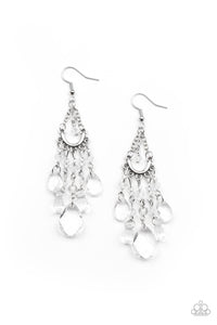 Paid Vacation White Tear Drop Earrings