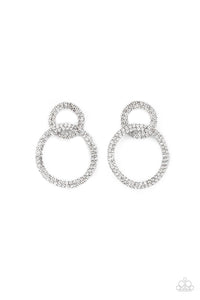 Intensely Icy - White Rhinestone Earrings