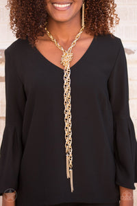 Paparazzi ~ SCARFed for Attention - Gold Chain Necklace